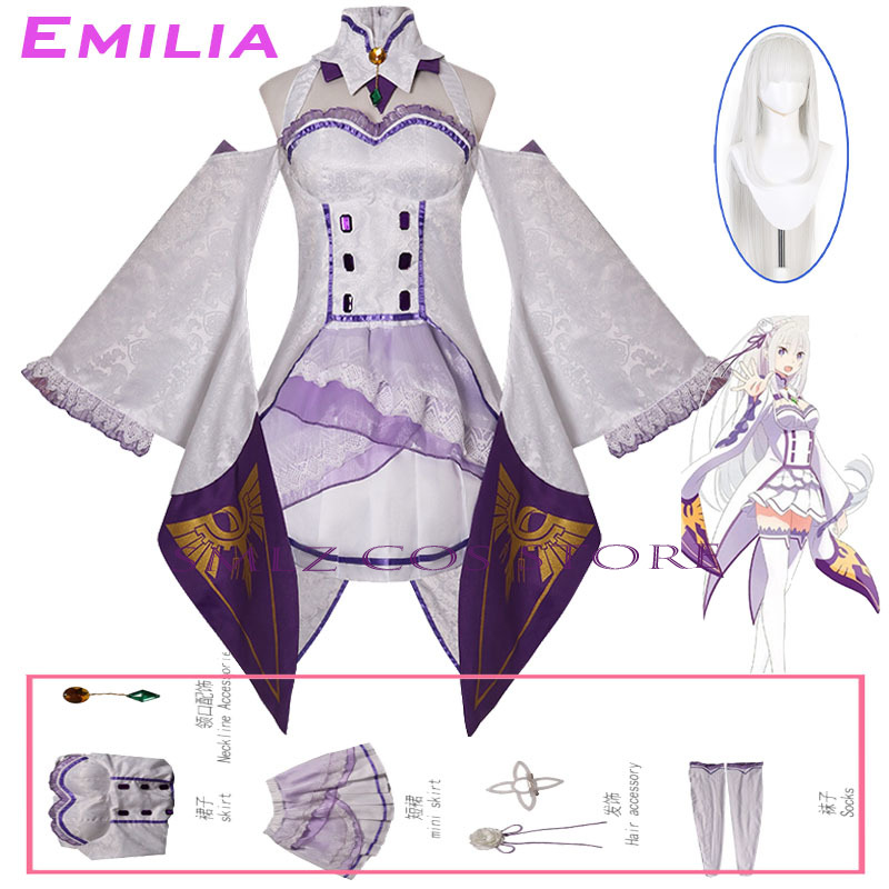 Anime Cosplay Women - Emilia Cosplay Anime Re Zero Kara