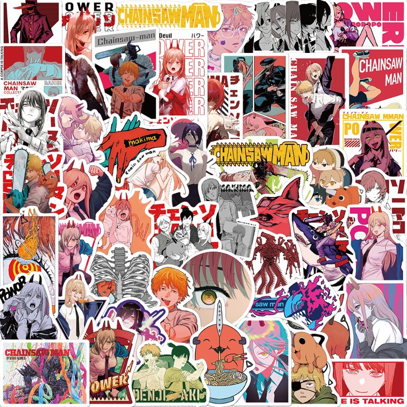 Chainsaw Man Cosplay - 50pcs Anime Chainsaw Man Stickers Vinyl