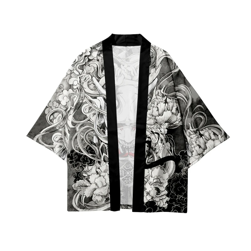 Demon Print Samurai Shirt Clot - Asian Cosplay Anime ulasan dan harga