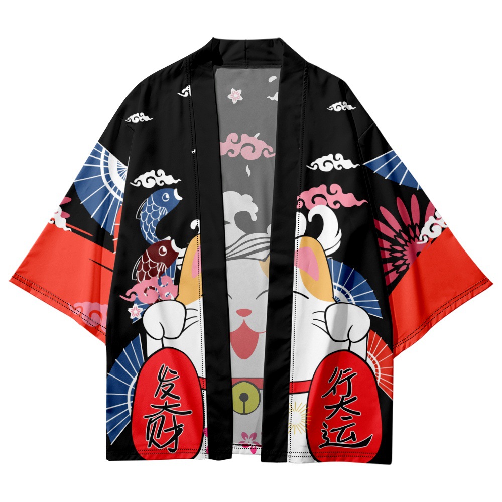 Yukata Cosplay Cat Print Cardi - Asian Cosplay Anime ulasan dan harga