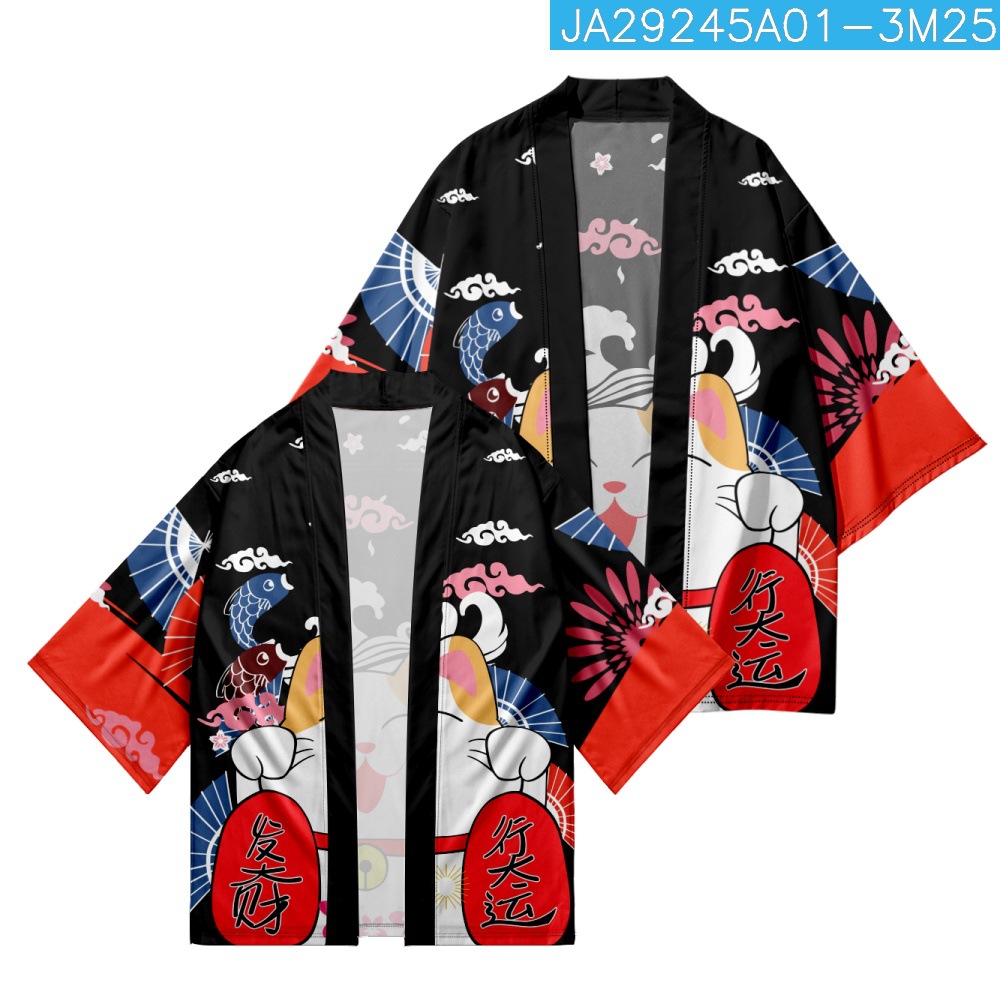 Yukata Cosplay Cat Print Cardi - Asian Cosplay Anime ulasan dan harga