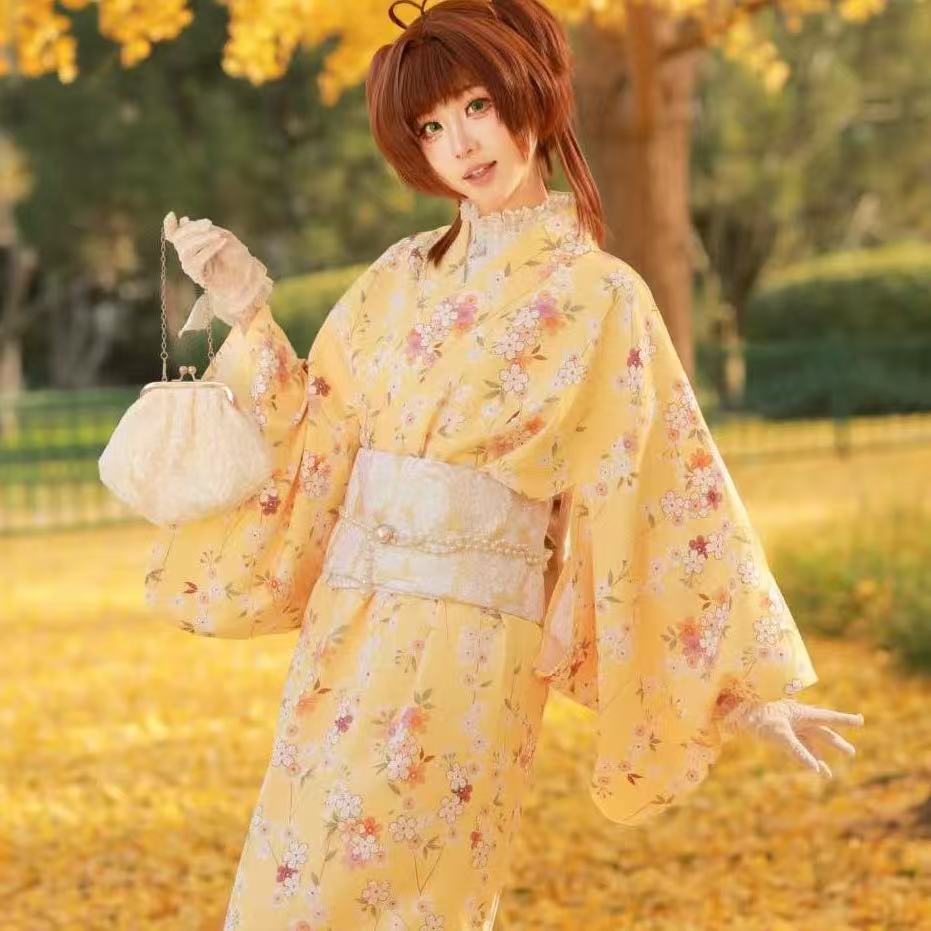 Cute Yellow Kimono Girls Japan - Asian Cosplay Anime ulasan dan harga
