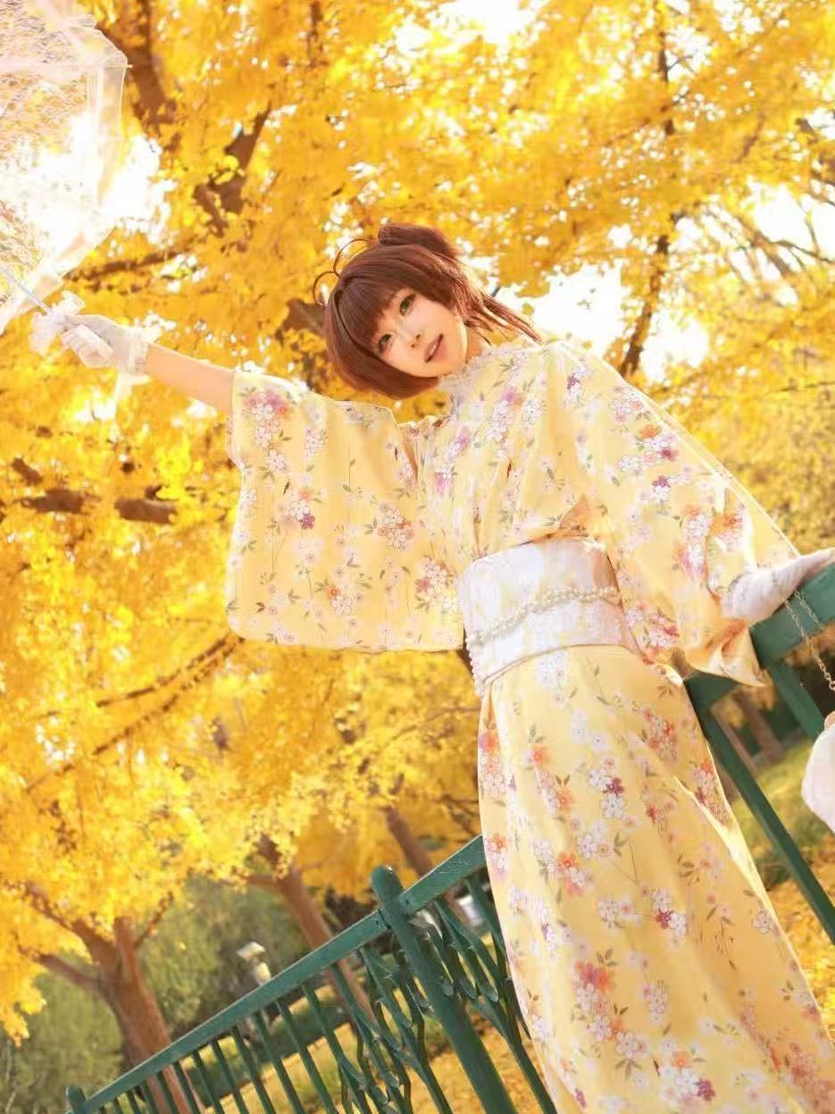 Cute Yellow Kimono Girls Japan - Asian Cosplay Anime ulasan dan harga